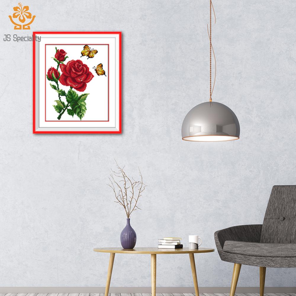 14CT Stamped Cross Stitch Kit DIY Flower Ecological Cotton Embroidery Decor