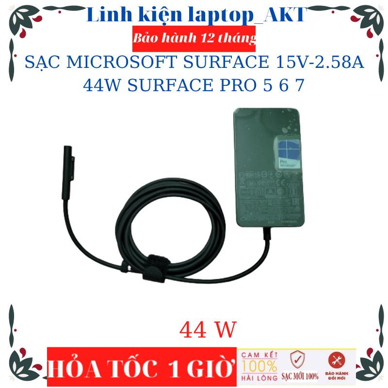 Sạc microsoft surface 15v-2.58a-44w surface pro 5 6 7