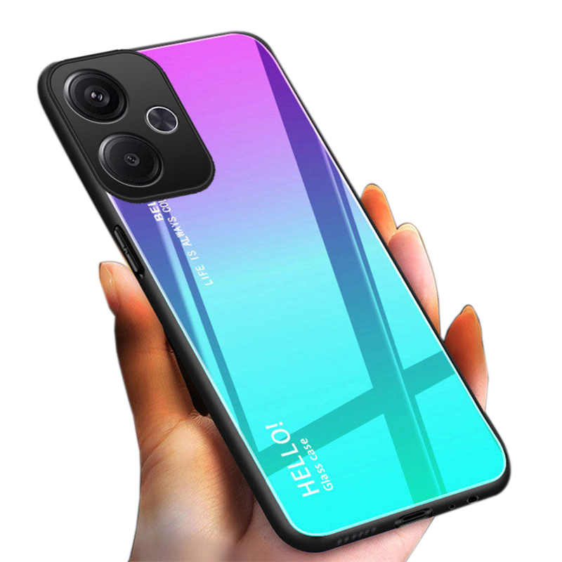 For Xiaomi Poco M6 Case Gradient Mirror Tempered Glass Protector Hard For Xiaomi Poco M6 4G Back Cover Phone Cases.
