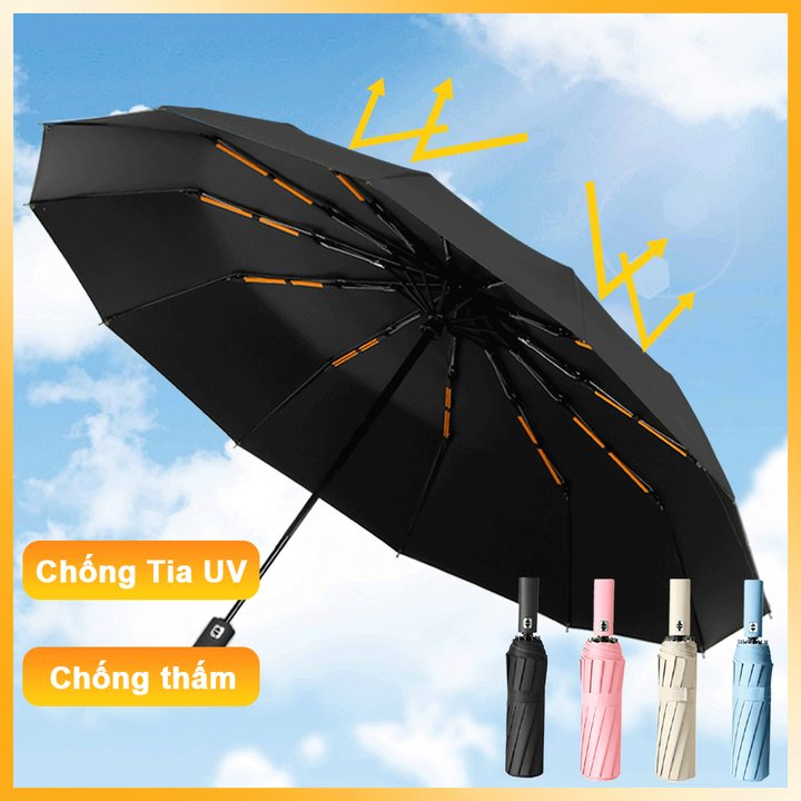 Dù Che Mưa Ô Che Nắng Gấp Gọn TỰ ĐỘNG 2 Chiều, Dù Chống Nắng Cầm Tay 3 Lớp Chống Tia UV