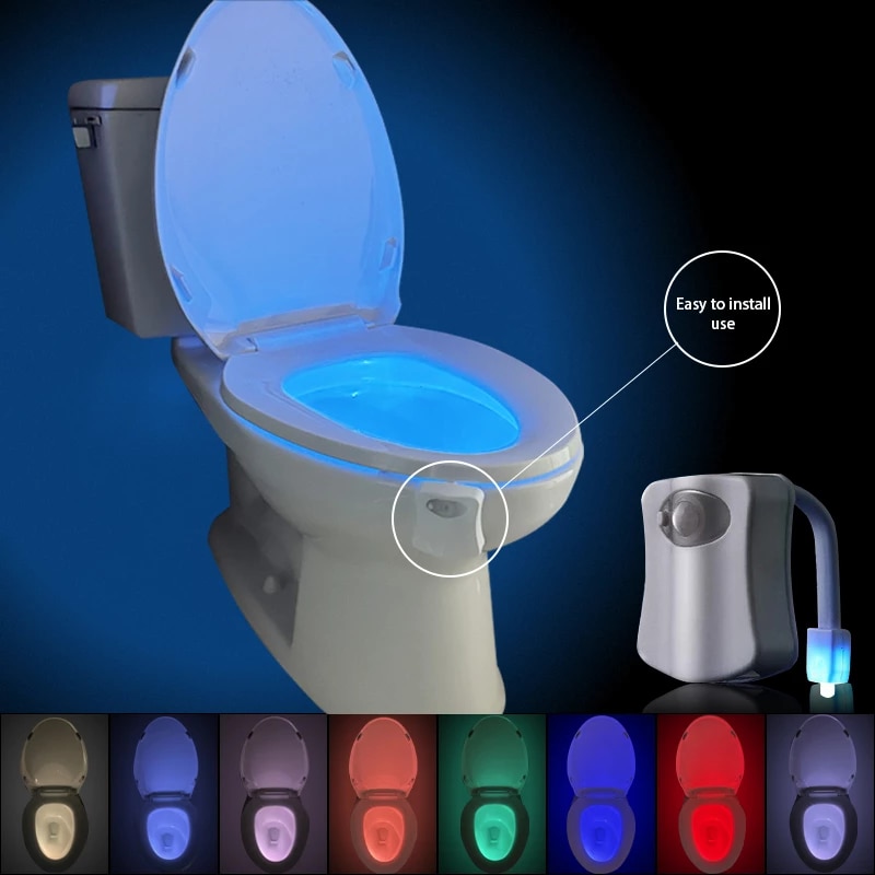 Smart PIR Motion Sensor Toilet Seat Night Light 8 Colors Waterproof