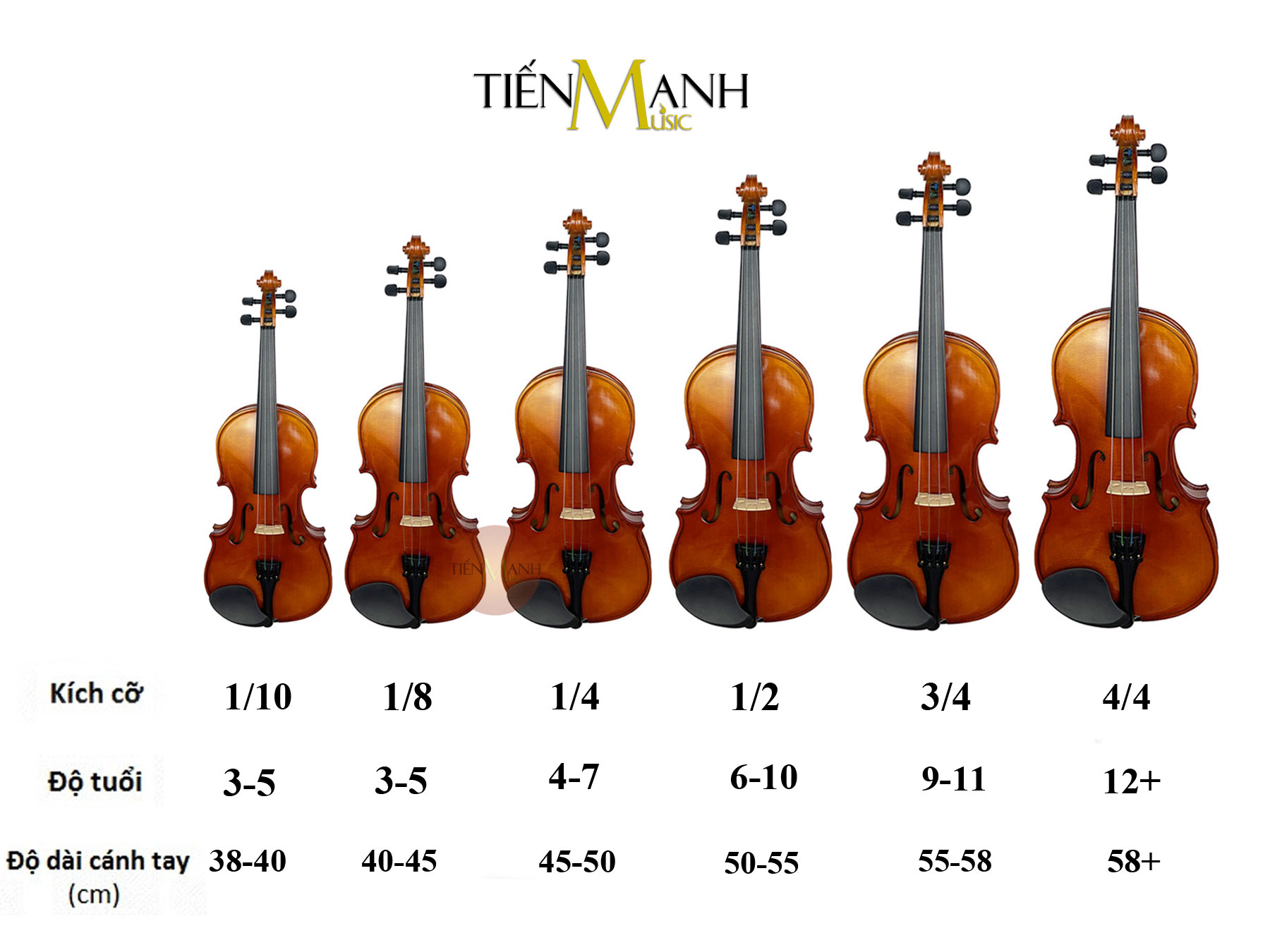 [Chính Hãng, Gỗ Tấm, Tặng Sticker] Đàn Violin Omebo RV205 Size 4/4, 3/4, 1/2, 1/4, 1/8, 1/10, 1/16 - Vĩ...