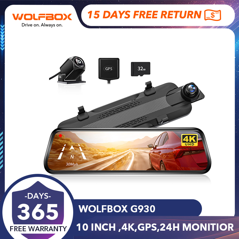 WOLFBOX G850 Rearview Mirror Backup Camera Dash Cam