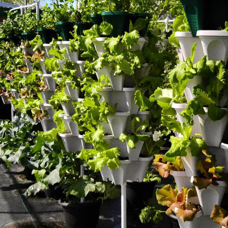 Flower Self Watering Stacking Planting Pot Single Layer Tower Plastic Stackable Vertical Gardening Strawberry Planter. 