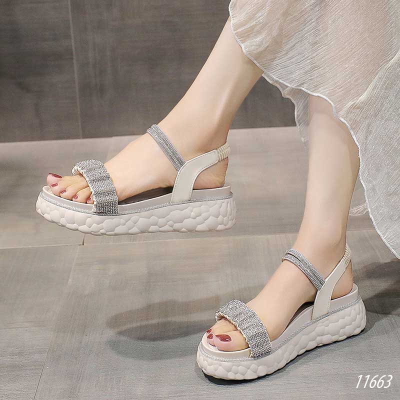 Dép sandal quai chun đính hạt 11663