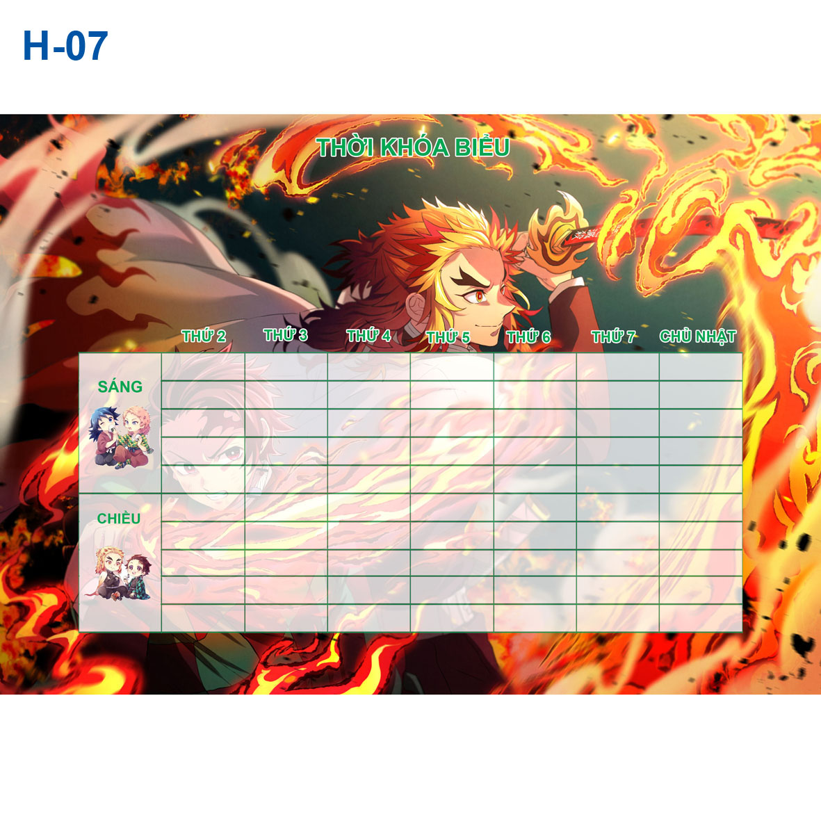 Thời Khóa biểu anime Kimetsu No Yaiba ( Nhiều mẫu khác nhau- combo 3 tờ thời khóa biểu -22k)