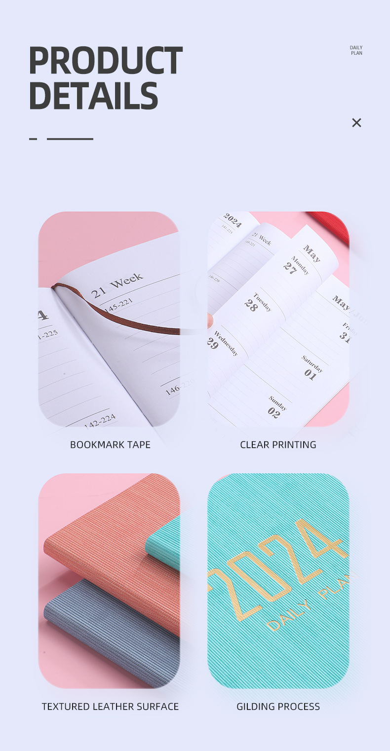 FeiEn 2024 Planner A4 English Schedule Book Thickened Japanese Plan Book Efficiency Manual Notebook Stationery