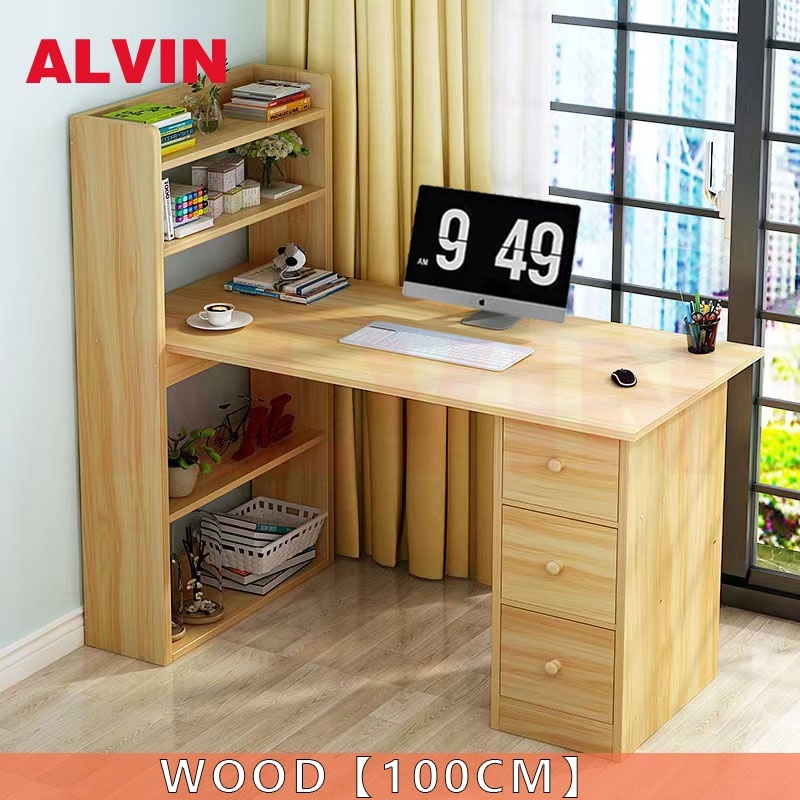 ALVIN Desk bookshelf combination study table writing bookcase one