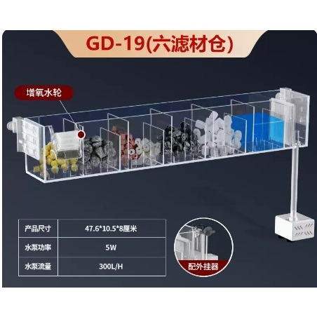 Bộ bơm, máng lọc thác nhiều ngăn thế hệ mới jeneca gd - bộ bơm, lọc hồ cá, bể cá thuỷ sinh, 7 màu