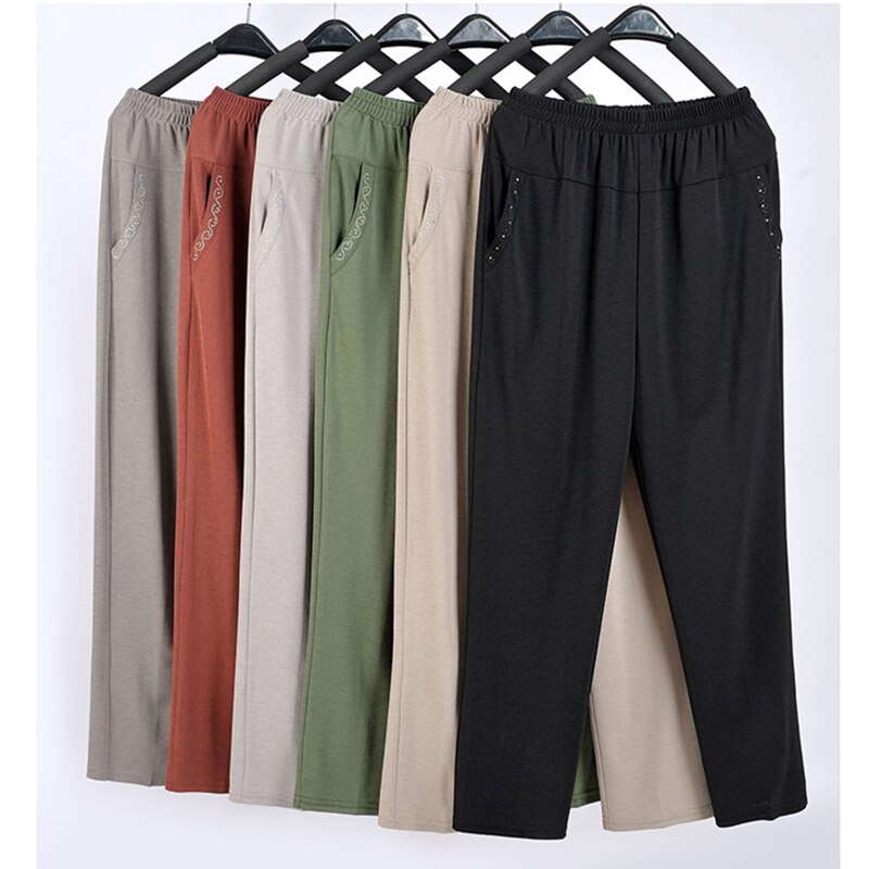 Middle Aged And Old Women Spring Summer Pant Thin Elastic Waist