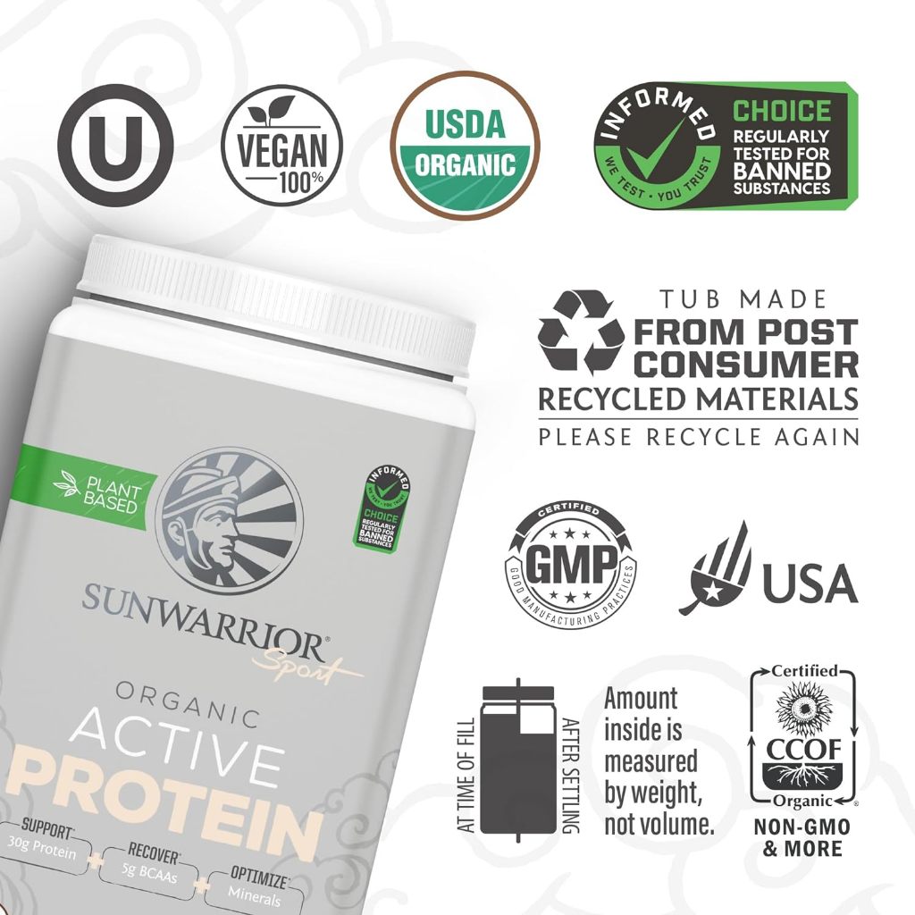 Đạm thực vật thể thao ''Sunwarrior'' : Organic Active Protein 20 lần dùng