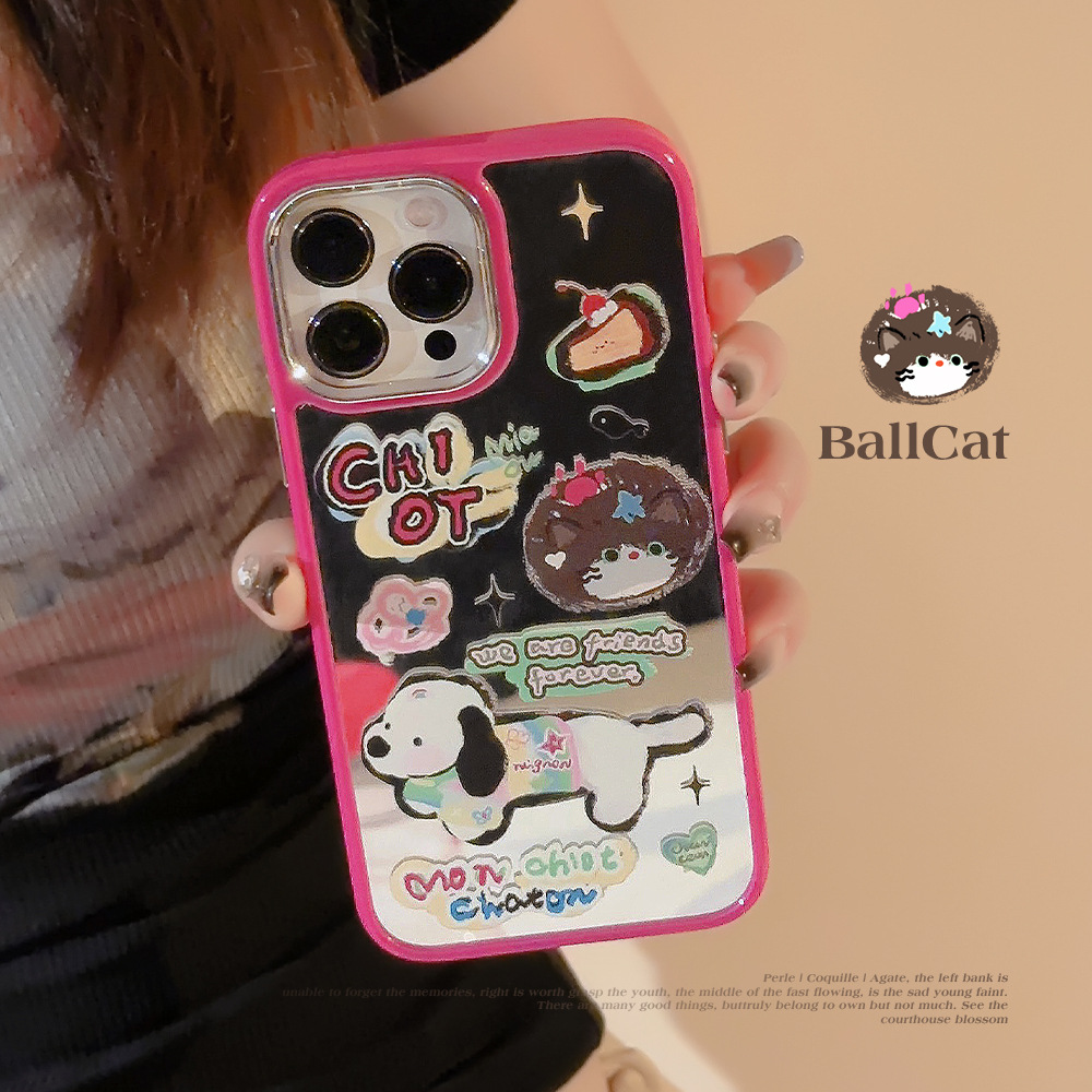 Cartoon Barbie Powder for 14promax Apple IPhone13 Case 11 Oil Painting Graffiti 13 Mirror 12 Hard