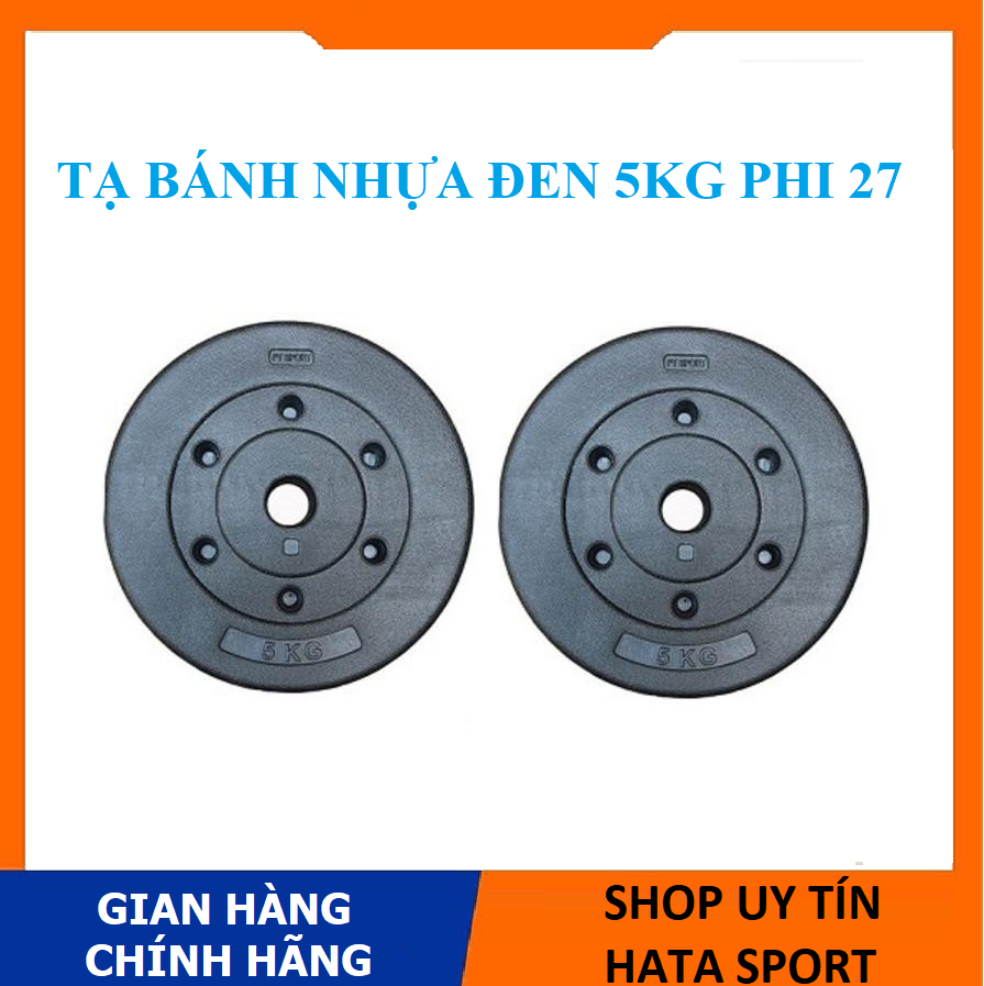 Tạ miếng nhựa 5kg phi 27 màu đen bọc xi măng , lớp nhựa dày cao cấp, chắc chắn, tạ bánh nhựa bọc xi măng, tạ bánh nhựa 5kg màu đen, tạ tấm nhựa 5kg màu đen