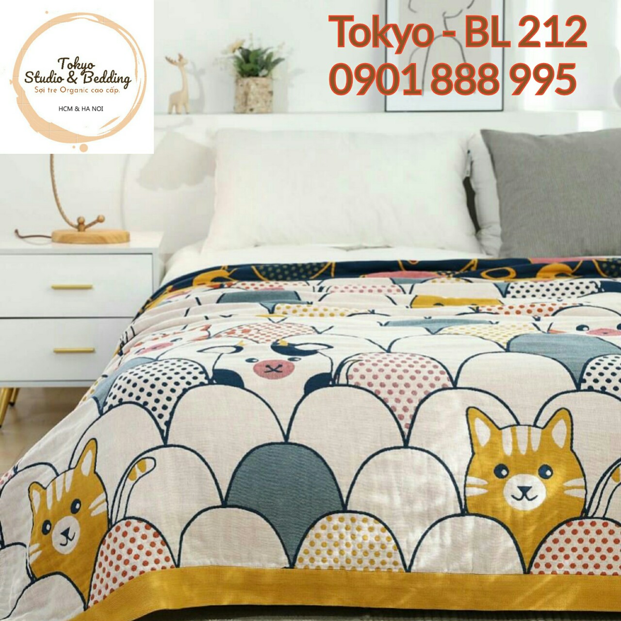 (2)TH Chăn Xô Cotton Sợi Tre Organic cho Bé