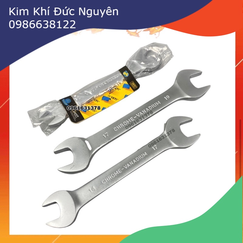 Cờ lê 2 đầu miệng 9mm-11mm; 8mm-10mm; 10mm-12mm; 12mm-13mm; 12mm-14mm; 14mm-17mm; 17mm-19mm usa standard kim khí đức nguyên