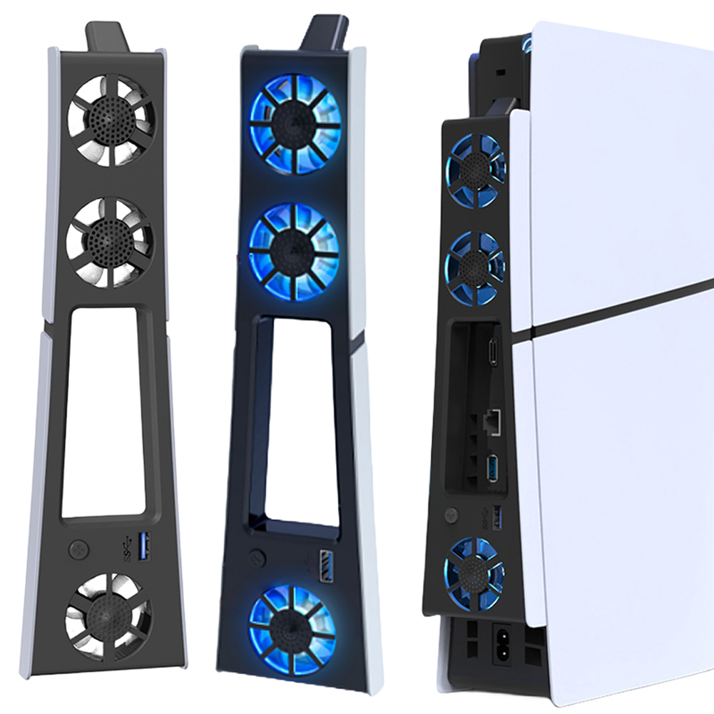 【Versatile】 Quiet Cooler Fan for PS5 Slim Console with Adjustable Speed Efficient Cooling System with USB 3.0 Port for Playstation 5 Slim.