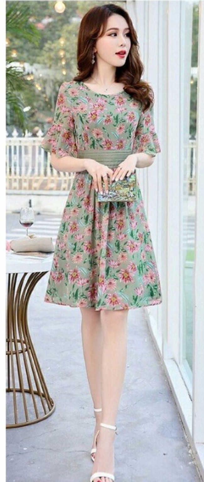[HCM]  ĐẦM XÒE HOA ĐƠN GIẢNTHANH LỊCH BEYEU1688 - BY4336B