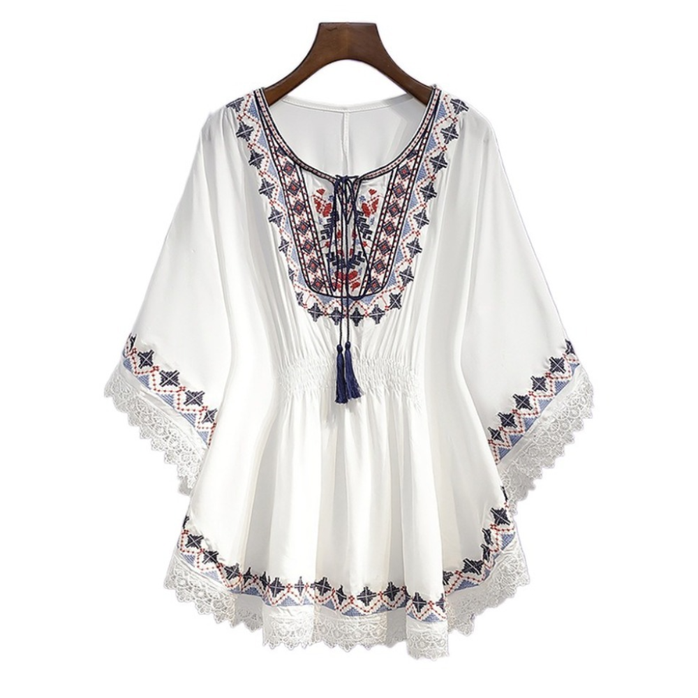 Simple%20Lace-up%20Tassel%20Bohemian%20Style%20T-shirt%20Embroidery%20Loose%20Short%20Sleeve%20T%20Shirt%20Blouses%20High%20Waist%20Ethnic%20Style%20Tops%20Summer%20-%20Image%209