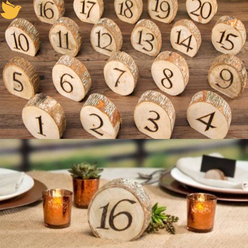 1-10 Digital Wooden Block Engraved Wedding Table Numbers Rustic Table Decor Ornaments