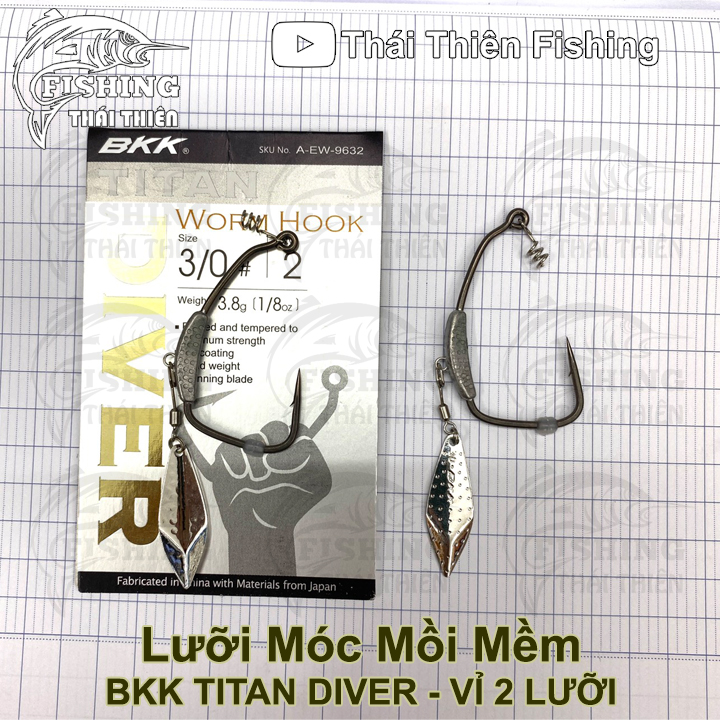 Lưỡi móc mồi mềm bkk titan diver dùng câu cá lóc, chẽm, mú và các loại cá săn mồi