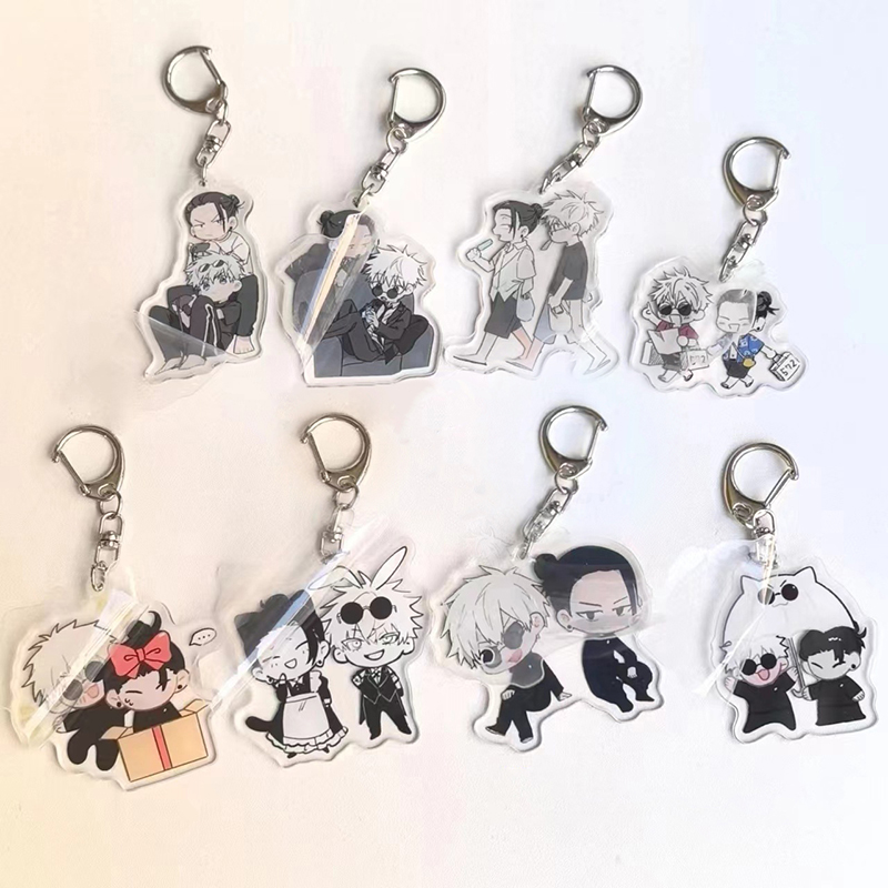 Cartoon Anime Jujutsu Kaisen Figure Acrylic Keychain Gojo Satoru Geto Suguru Bag Pendant Car Key Charms Couple Fans Cosplay Gift. 