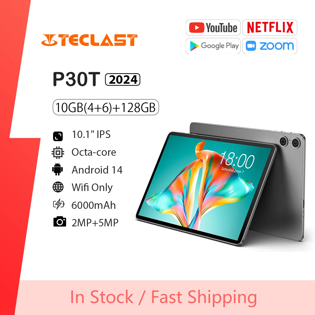 Teclast P30T - 2024 Android 14 new model: 10GB(6+4) RAM, 128GB ROM, 10. ...