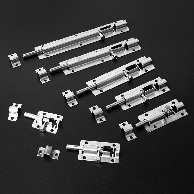 1.5-6 Inch Long Silver Stainless Steel Door Latch Solid Sliding Lock Bolt Latch Hasp Staple Window Cabinet Gate Safety Lock Door Bolts