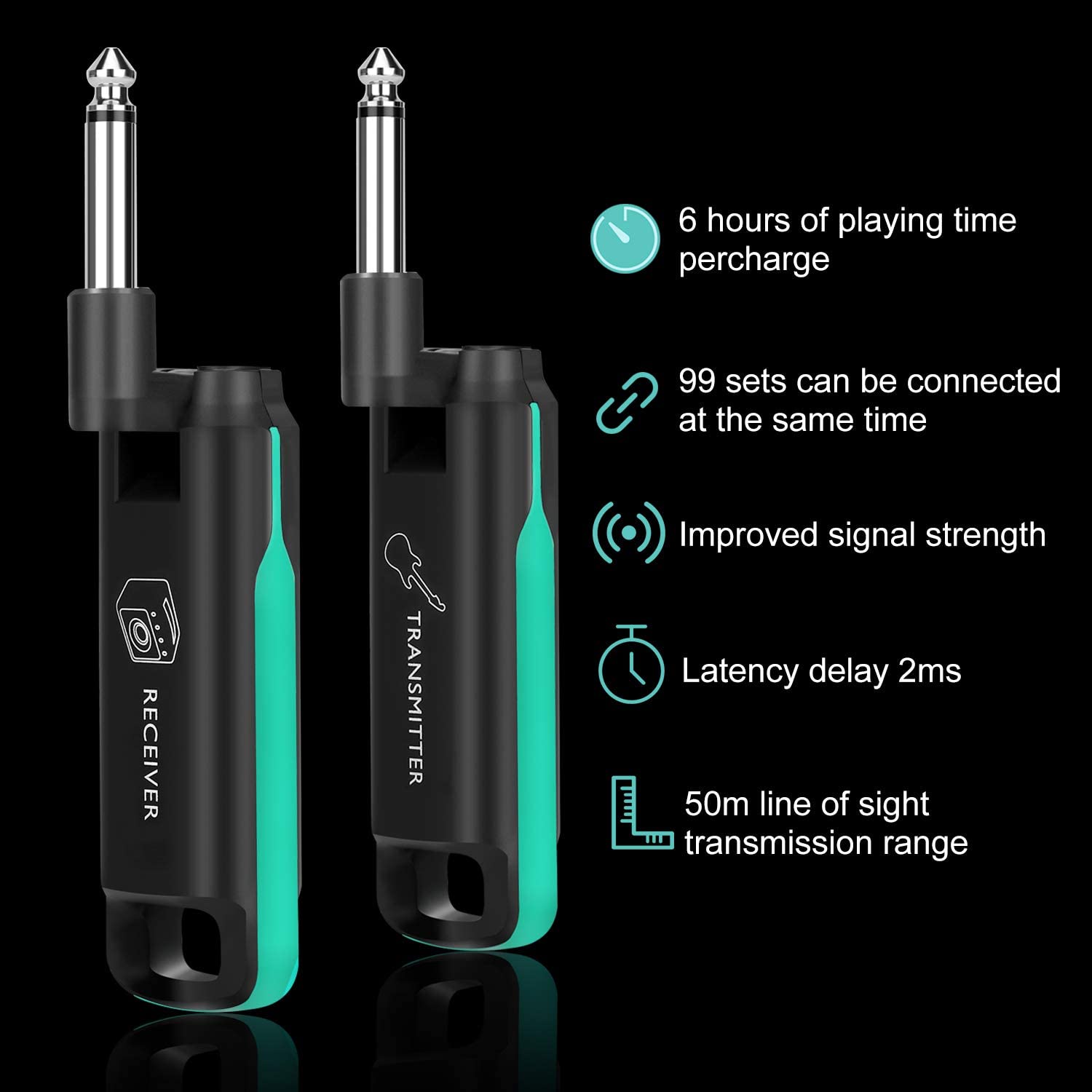Guitar Wireless System UHF Guitar Transmitter Receiver Mini Digital Multiftional Guitar System For Electric Guitar Bass