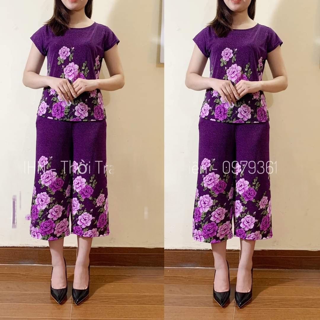 Bộ mặc nhà nữ trung niên - đồ ngủ nữ- bộ đồ hoa cho mẹ-đồ bộ trung niên nữ