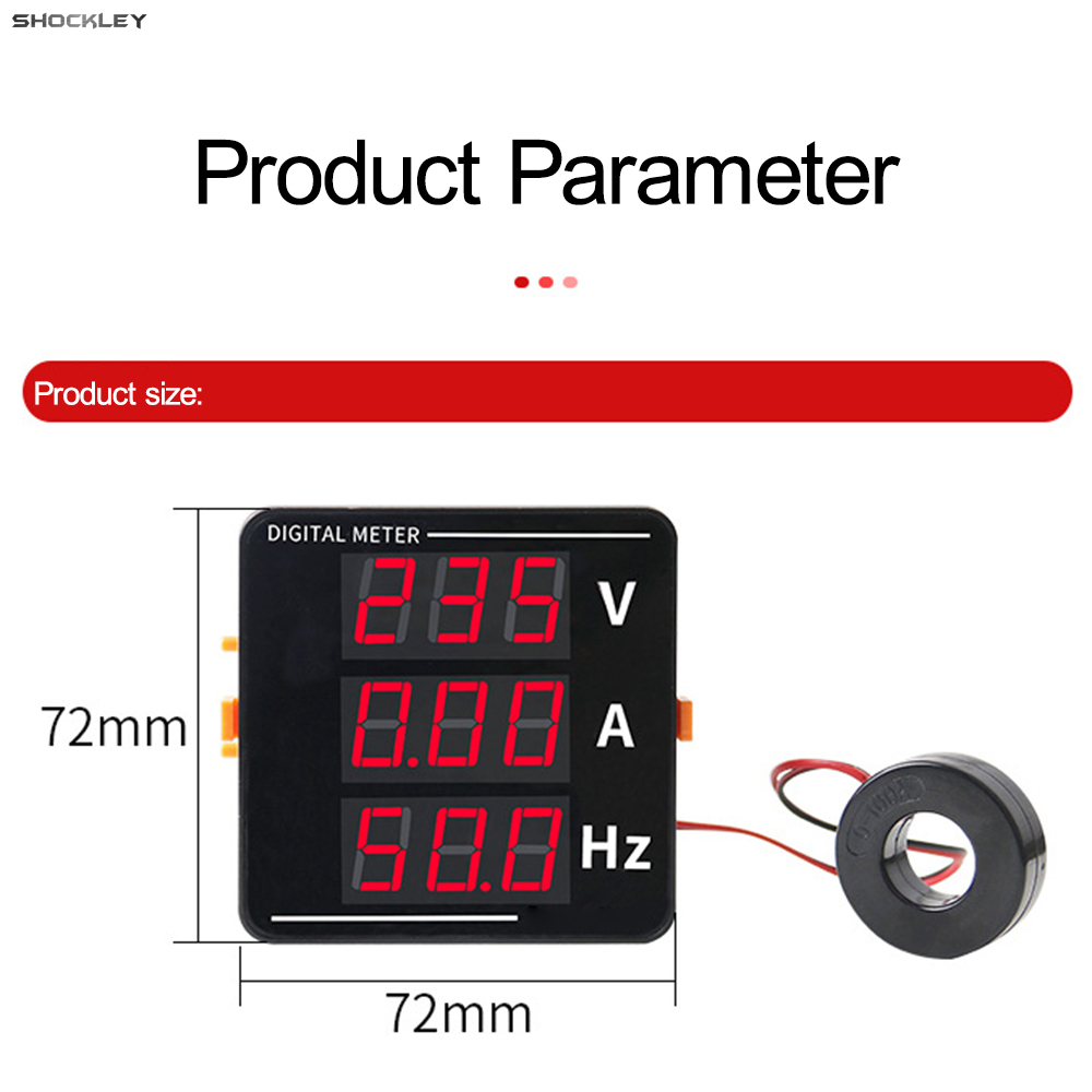 Shockley AC Voltage Current Display Meter AC 50-500V Frequency Meter Multifunction LCD Digital Display Ammeter Voltmeter