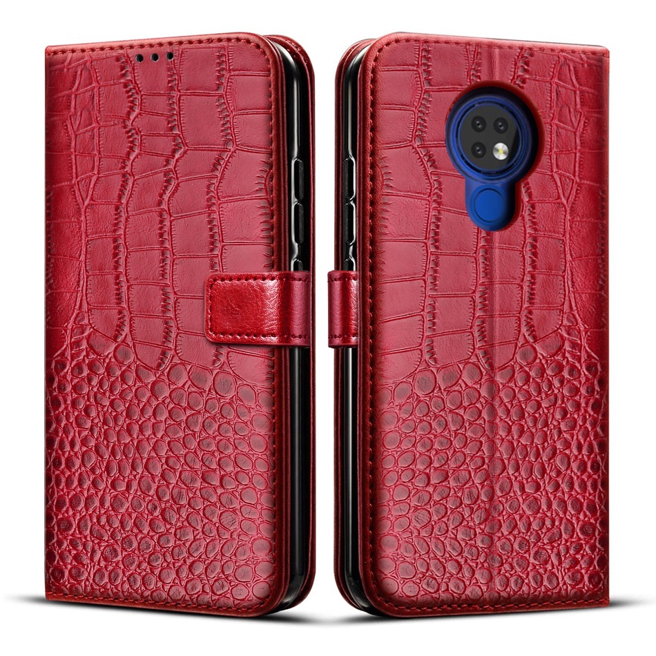 Crocodile Leather Case For Nokia 6.2 7.2 Flip Cover