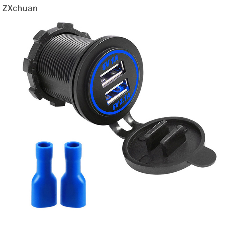 ZXchuan Bộ sạc xe hơi xe máy thông dụng ổ cắm sạc USB cổng kép Đèn Led Ổ Cắm Sạc Nhanh chống nước cho xe máy xe tải ATV thuyền