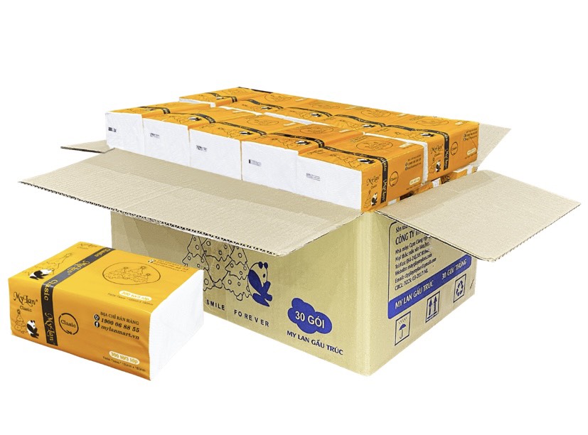 [Loại giấy nhám] Combo 30 gói Khăn giấy rút giấy ăn gấu trúc SIPIAO làm từ sợi tre siêu mềm siêu dai [Hàng nội địa trung]- Giấy ăn MYLAN 10 gói/bịch (300 tờ/3 lớp/gói)