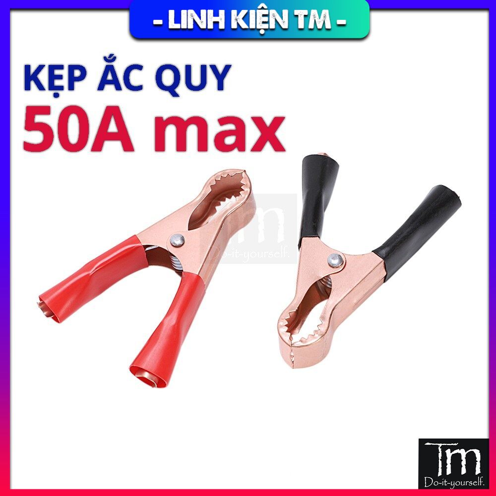 1 cặp kẹp cá sấu kẹp bình acquy 50a 80mm đồng nguyên chất
