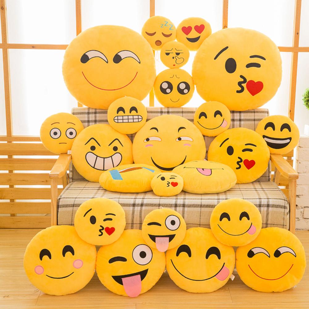 Hittime 15CM Soft Emoji Yellow Round Cushion Emoticon Stuffed Plush Toy Pillow #253729. 