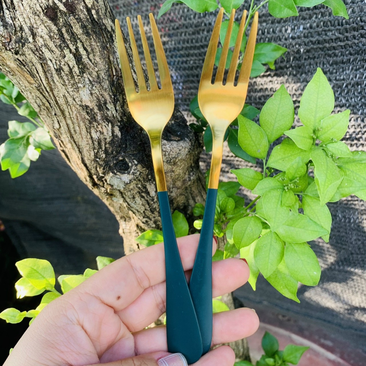 SET 2 CÁI NĨA INOX MẠ VÀNG