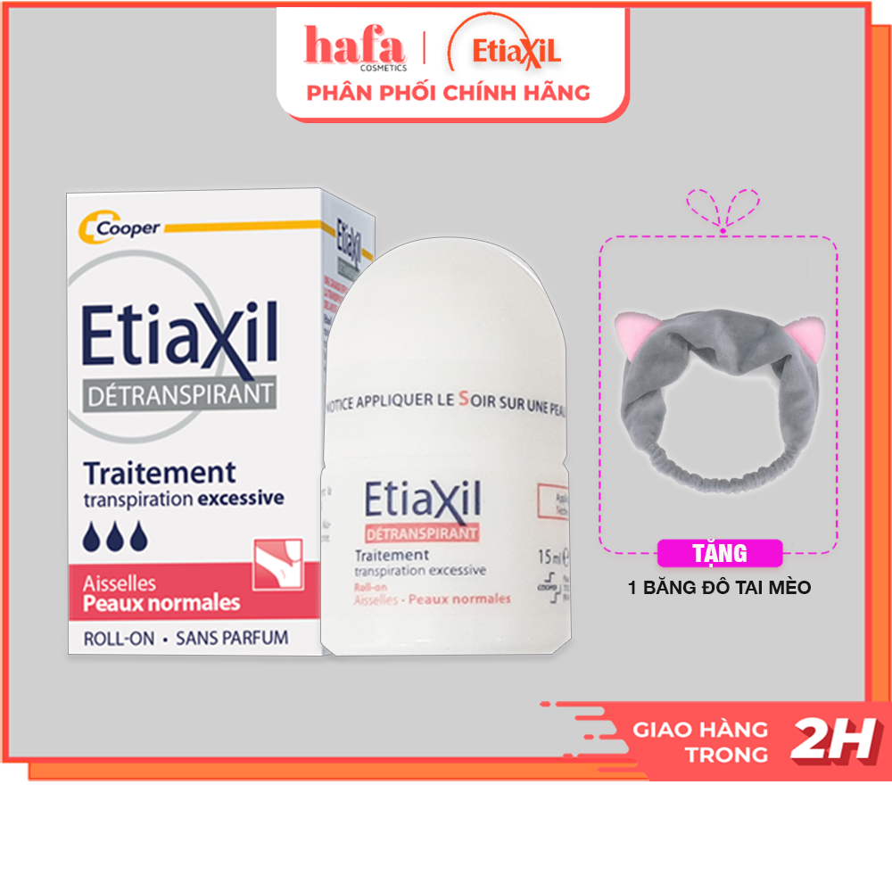 Lăn khử mùi Etiaxil Màu đỏ Dành cho da thường 15ml Detranspirant Traitement Roll-On - Peaux Normales + Tặng kèm 1 băng đô tai mèo