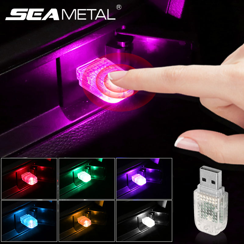 Đèn LED Tạo Không Khí Cho Xe Hơi 5V Công Tắc Cảm Ứng USB Mini Đèn LED Tự Động Điều Khiển Âm Thanh Nhiều Màu Đèn Trang Trí Xung Quanh Sản Phẩm Xe Hơi