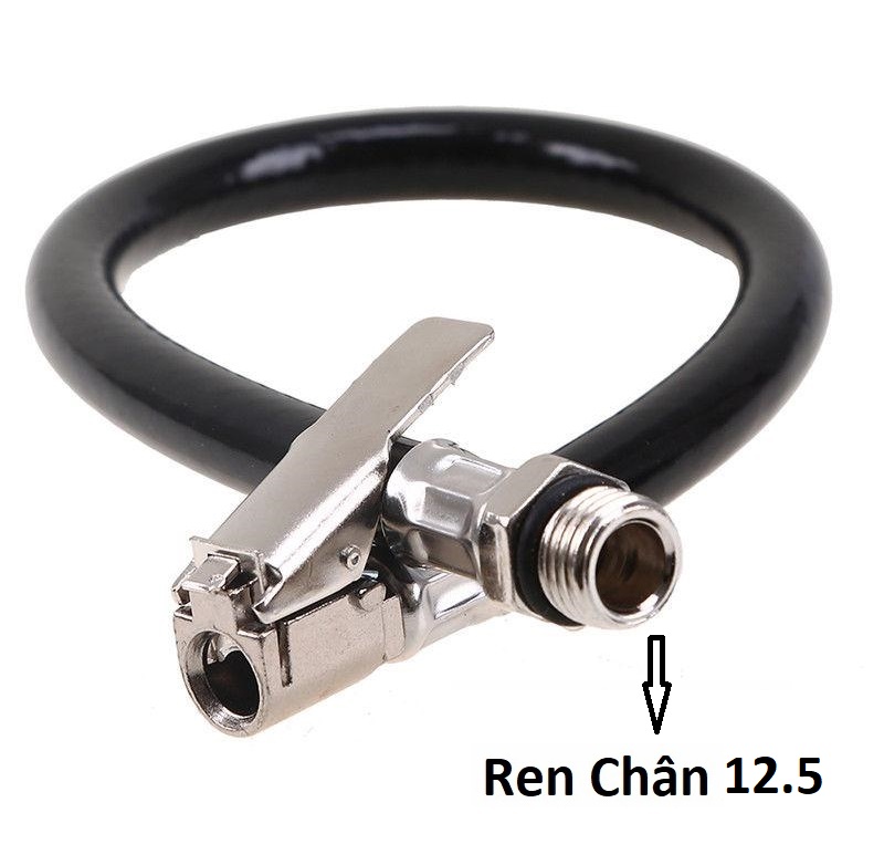 Vòi bơm xe chuyên dùng cho máy bơm hơi lốp, ( Ren Vặn Chân 12.5 ), dây bơm có van kẹp tự khóa chặt cho các van lốp xe hơi, xe máy, xe đạp - ống bơm cao áp ren 12.5mm