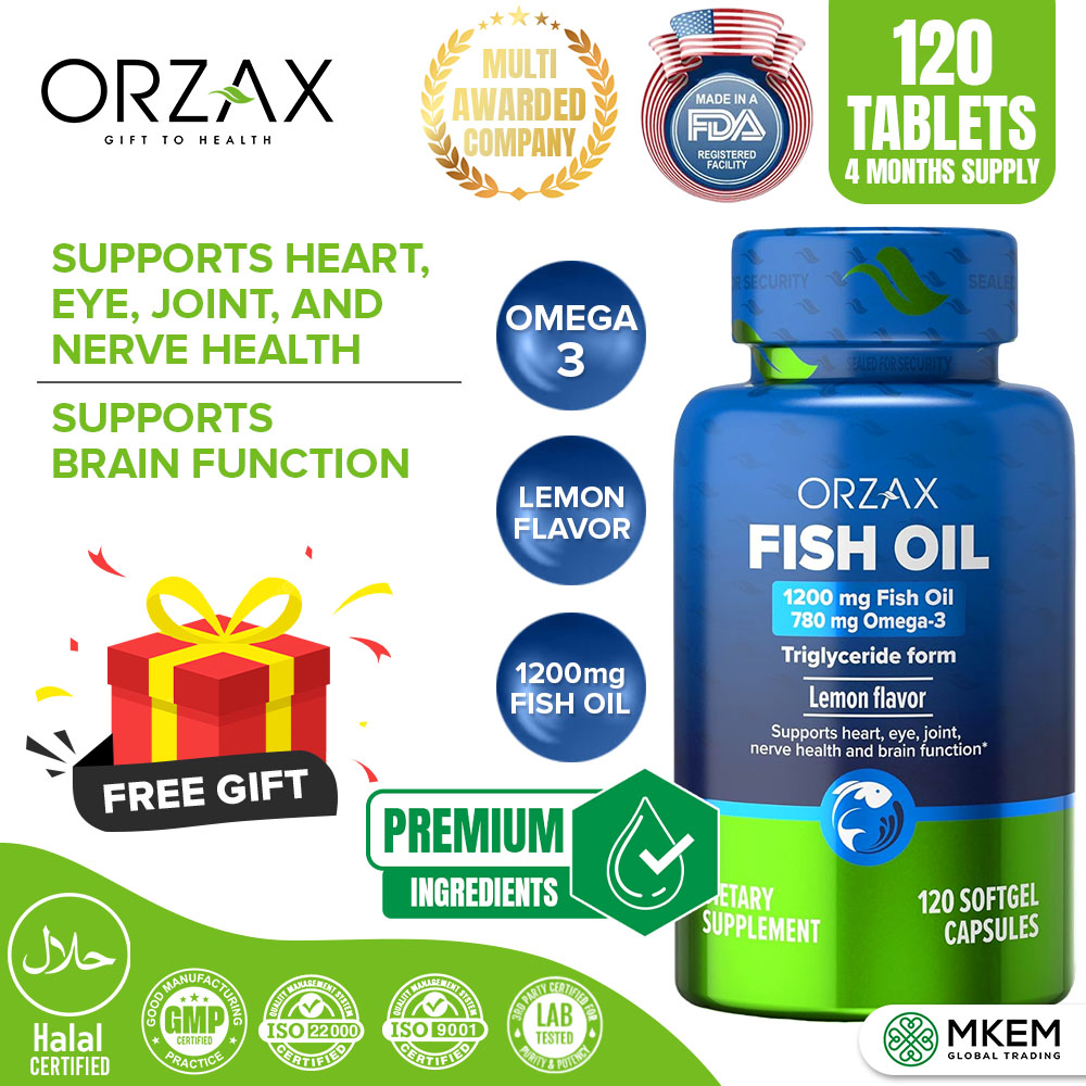 ORZAX Fish Oil Halal Supplement 1200 mg Omega 3 EPA & DHA Triglyceride