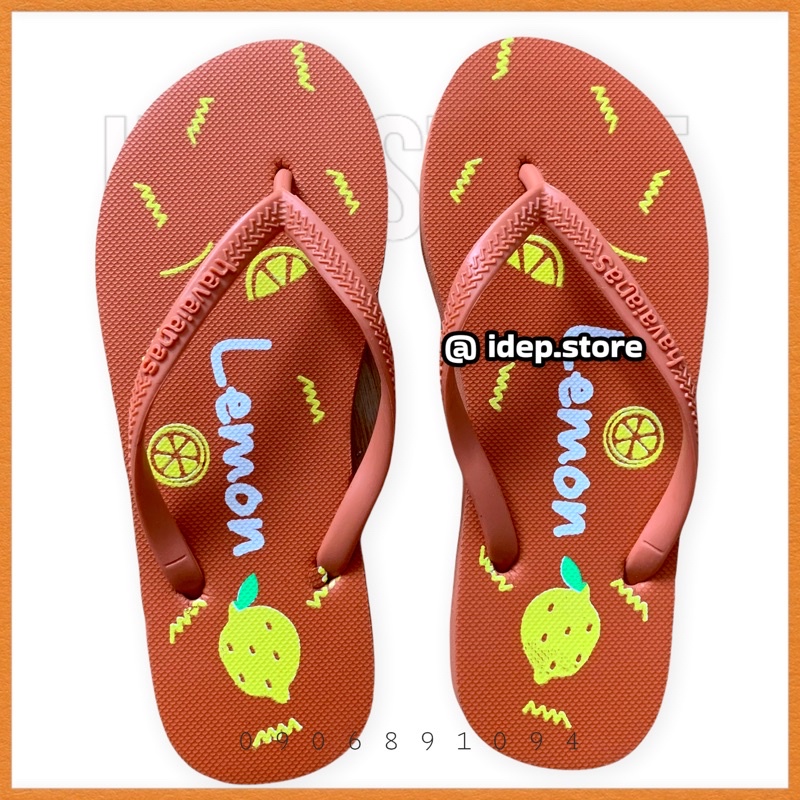 Dép kẹp tông nữ xỏ ngón họa tiết Chanh LEMON đi biển mùa hè Idép- DL188