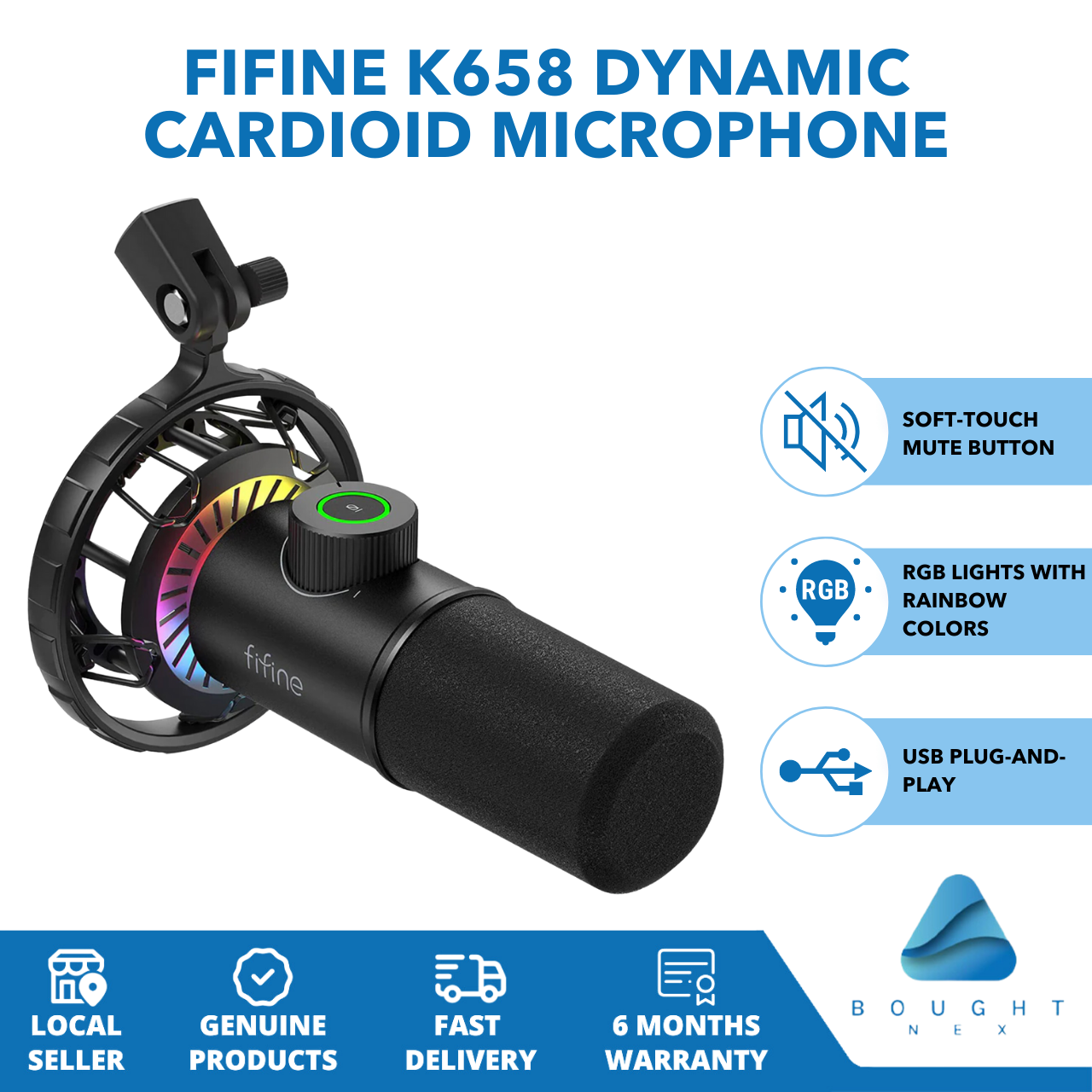 FIFINE K658 USB Dynamic Cardioid Podcast Microphone With A Live
