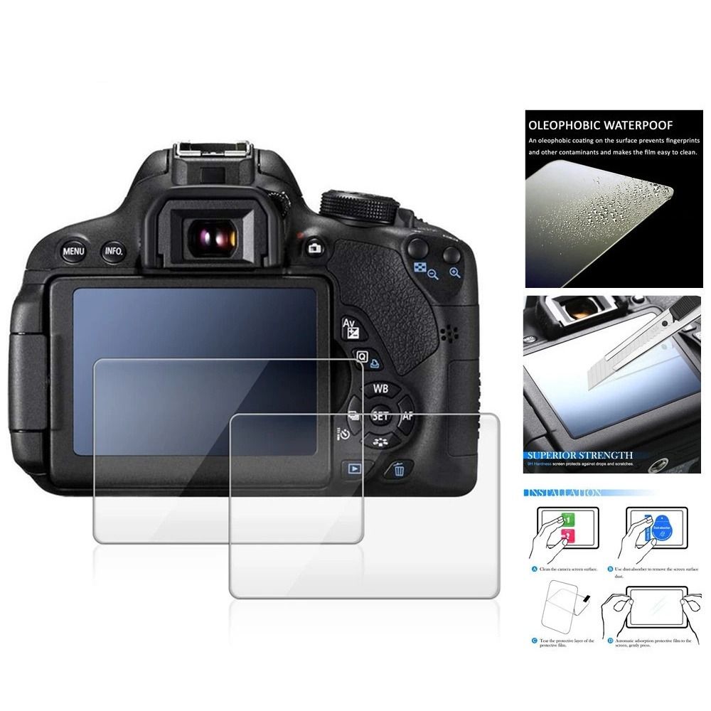 ERYET Dust-Proof 0.3mm Lcd Film Screen Protector Rounded Edge Explosion Proof Camera Protective Film Glass Display Film Camera Tempered Glass Tempered Glass For Canon