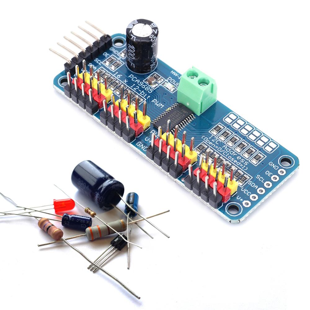 Pca9685 mô-đun điều khiển IIC giao diện 16 kênh 12-bit PWM động cơ servo mô-đun bảng mạch cho robot Arduino/Raspberry Pi