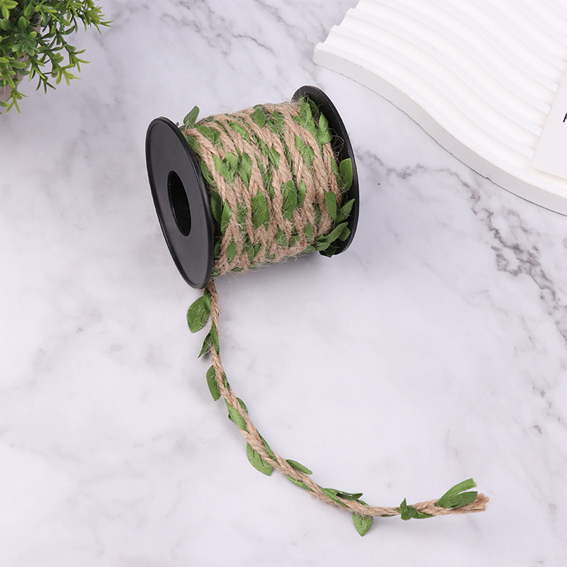 10M 5MM DIY Hemp Rope Leaves Mixed Weaving Forest Series Hemp Rope Simulation Decorative Hemp Rope DIY Background Rattan Jessica