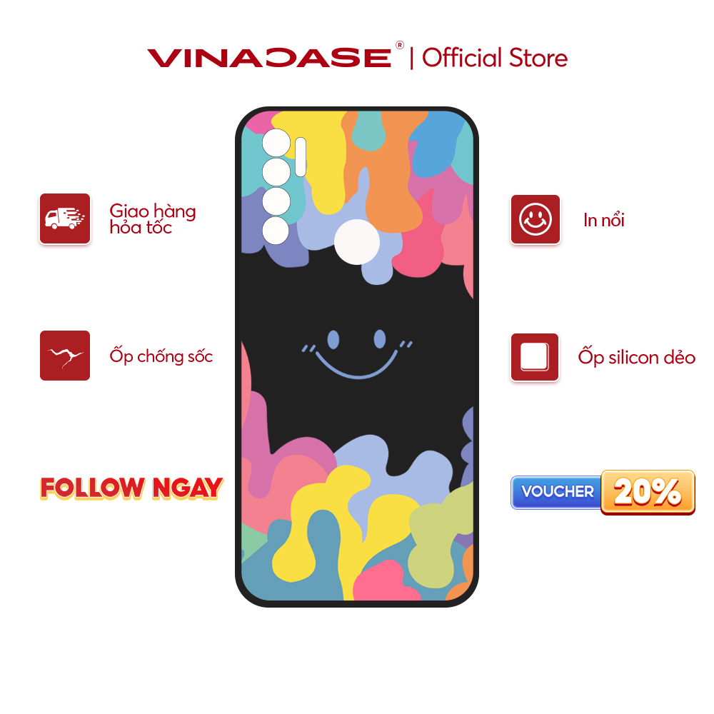 Ốp lưng Vina Case Vsmart Joy 3/Joy 4/Bee 3/...Silicone TPU dẻo đen viền bảo vệ camera hình Mặt cười