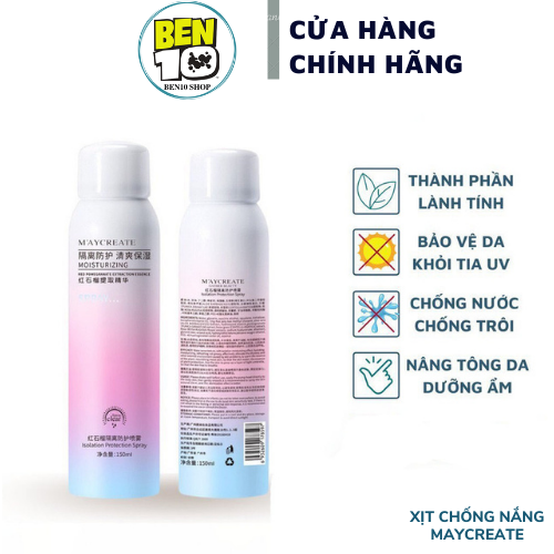 Xịt chống nắng nâng tone make up maycreate nội địa Trung