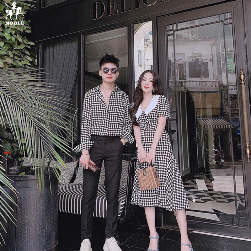 Đồ đôi couple áo sơ mi nam + đầm nữ thiết kế thanh lịch thời trang Miamo TN18 (Kèm ảnh thật)