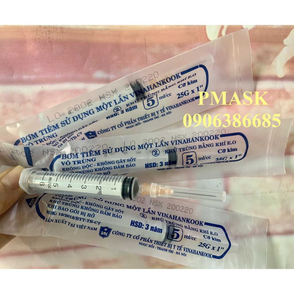 Combo 5 Ống Bơm Tiêm Sử Dụng Một Lần Vinahankook 5ml/cc