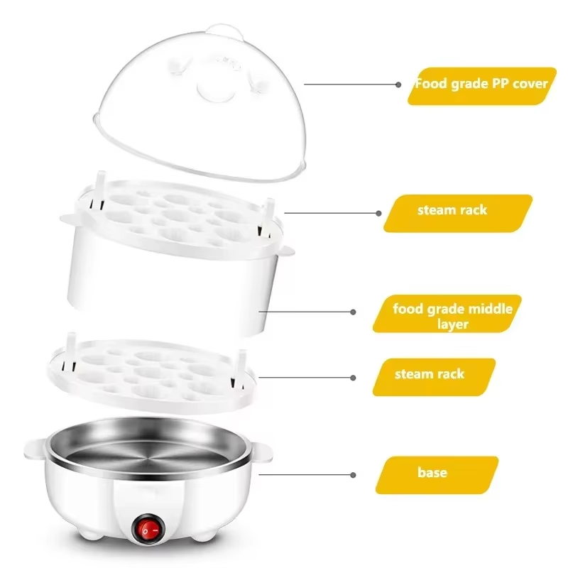 【Big-promotion】 Electric Egg Cooker Boiler Maker Soft Medium or Hard Boil 14 Egg Capacity Two Layer Egg Maker,Egg SteamerWith Automatic Shut Off.
